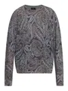 Etro Paisley Ribbed Wool Sweater In Gray