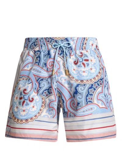 Etro Paisley-print Swim Shorts In Blue