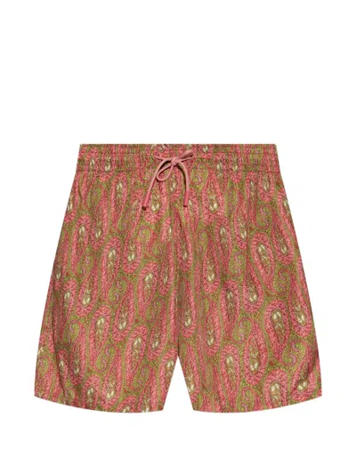 Etro Paisley Print Swim Shorts In Brown