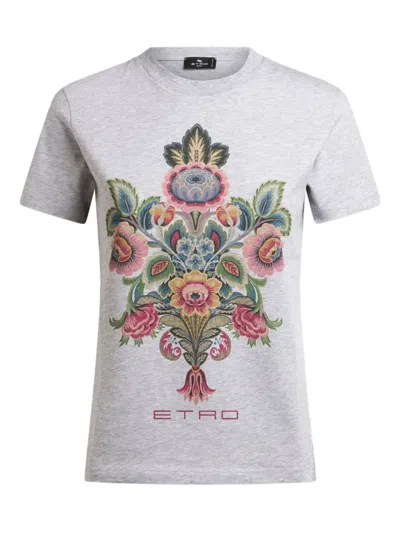 Etro Paisley Pattern T-shirt In Gray