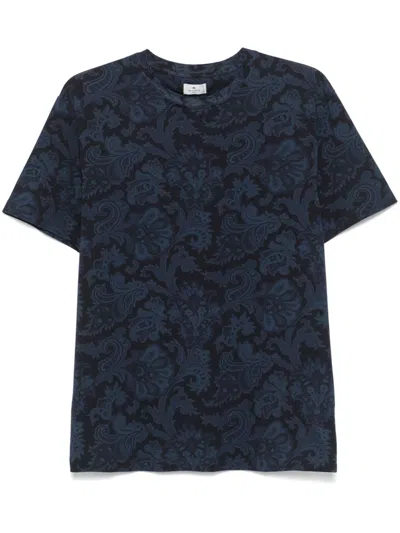 Etro Intricate Paisley-print Short Sleeve T-shirt In Blue