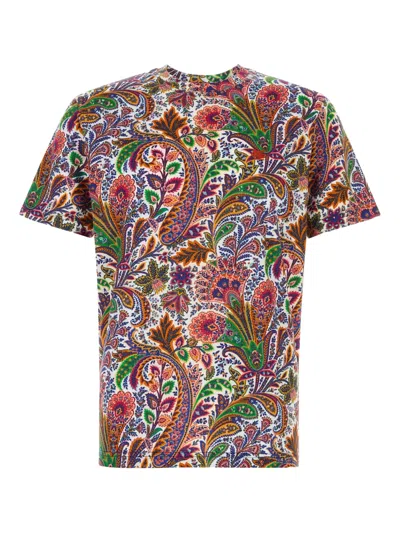 Etro Men Printed Cotton T-shirt In Multi
