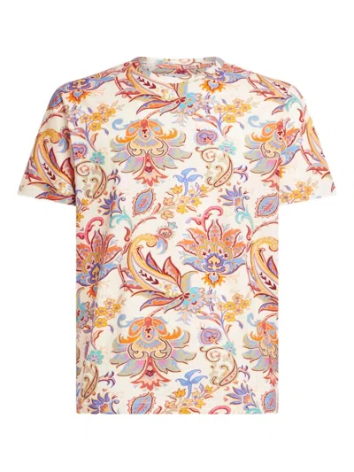 Etro Paisley-print T-shirt In Neutrals
