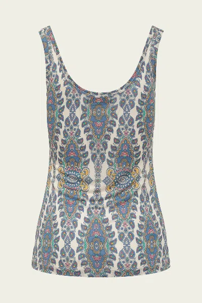 ETRO PAISLEY-PRINT TANK TOP IN BLUE MULTI