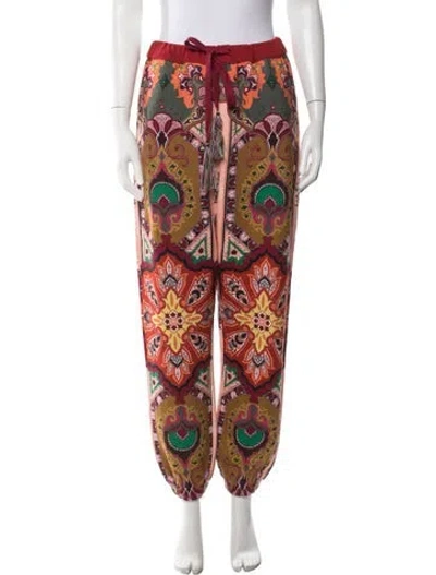 Pre-owned Etro Paisley Print Tassel Accents Sweatpants In Pink