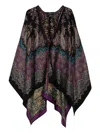 Etro Paisley-print Tasselled Poncho In Black