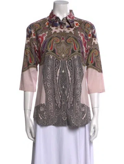 Pre-owned Etro Paisley Print Three-quarter Sleeve Blouse In Multi