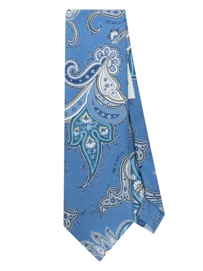 Etro Paisley-print Tie In Blue
