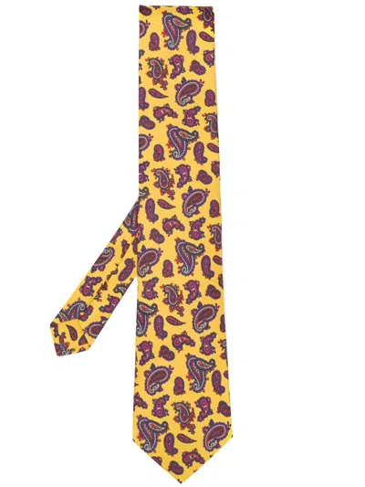 Etro Paisley Print Tie In Yellow