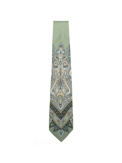 Etro Paisley-print Tie In Green