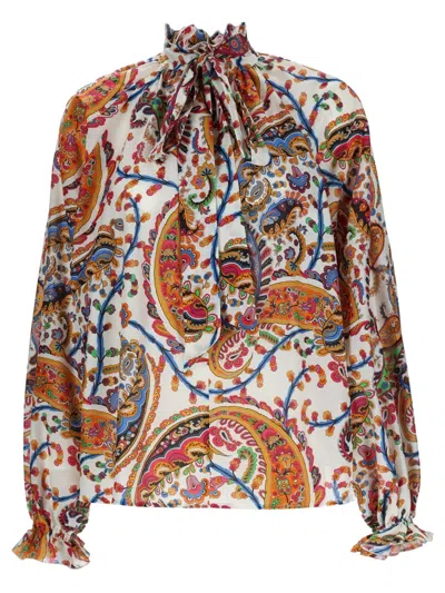 Etro Paisley Print Tie-neck Blouse In Multicolour