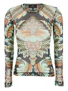 Etro Women Multicolor V-neck Top With All-over Floral Print In Viscose Blend Woman