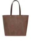 Etro Dark Brown Paisley Fabric Shopping L Bag In Brown