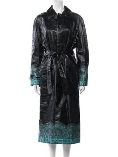 Pre-owned Etro Paisley Print Trench Coat In Black
