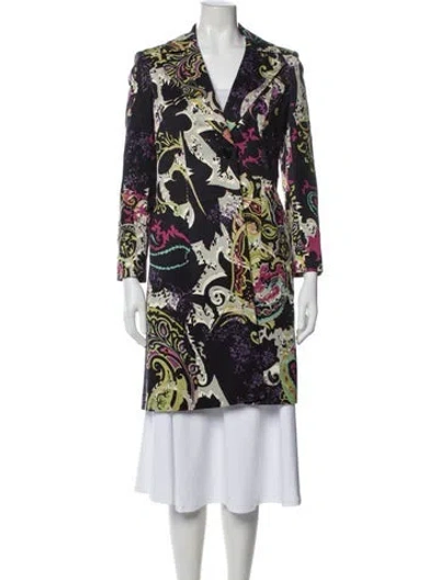 Pre-owned Etro Paisley Print Trench Coat In Green