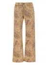 Etro Wide Leg Cotton Trousers With Paisley Pattern In Brown