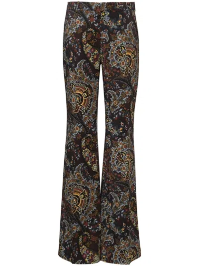 Etro Paisley Print Trousers In Black  