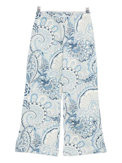 Etro Kids' Paisley-print Trousers In Blue