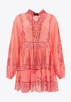 Etro Sheer Paisley Tiered Long Sleeve Tops In Pink