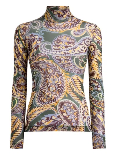 ETRO PAISLEY-PRINT TURTLENECK FITTED TOP