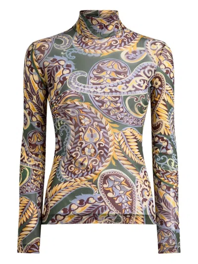 ETRO PAISLEY-PRINT TURTLENECK FITTED TOP