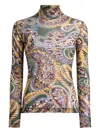 Etro Women High-neck Top With Paisley Pattern In Multi