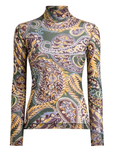 ETRO ETRO PAISLEY-PRINT TURTLENECK FITTED TOP