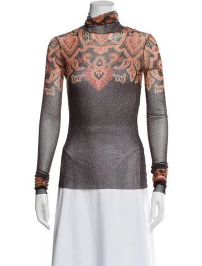 Pre-owned Etro Paisley Print Turtleneck Top In Multi