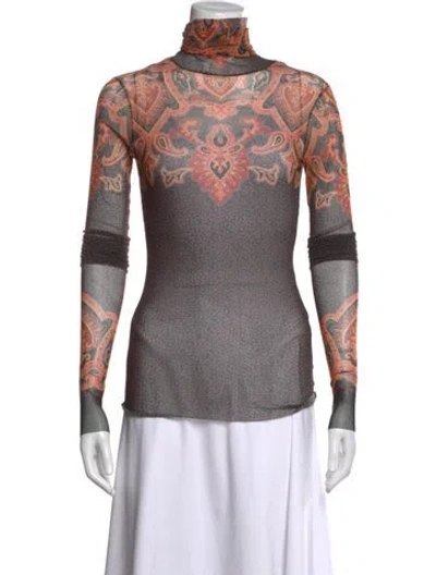 Pre-owned Etro Paisley Print Turtleneck Top In Multicolor