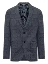 Etro Paisley Print Two-button Blazer In Gray