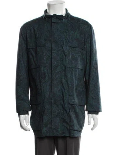 Pre-owned Etro Paisley Print Utility Jacket In Green