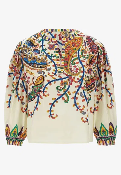 Etro Paisley Print V-neck Blouse In Multi