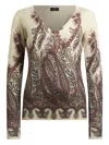 Etro Paisley Print V-neck Sweater With Long Sleeves In Multi