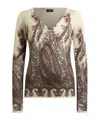 Etro Paisley Print V-neck Sweater With Long Sleeves In Multi