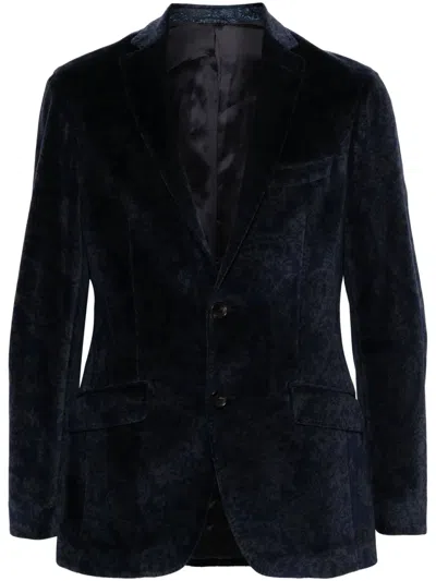 Etro Paisley-print Velvet Blazer In Blue