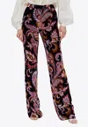 Etro Paisley Print Velvet Pants In Multicolor