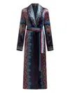 Etro Paisley-print Velvet Robe In Blue