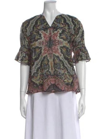 Pre-owned Etro Paisley Print V-neck Blouse