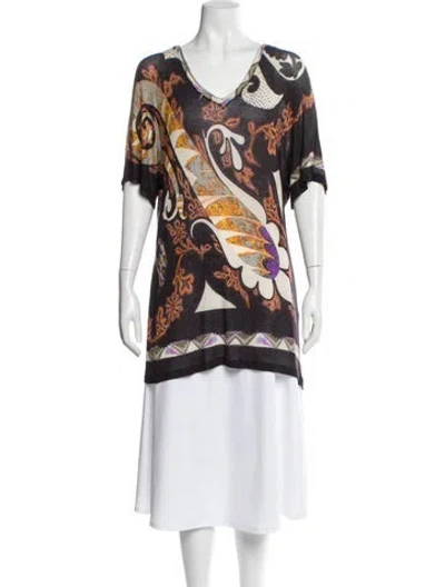 Pre-owned Etro Paisley Print V-neck Blouse In Black