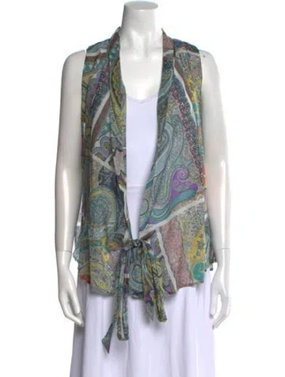 Pre-owned Etro Paisley Print V-neck Blouse In Multi