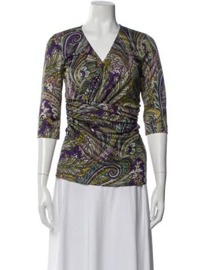 Pre-owned Etro Paisley Print V-neck Blouse In Multi