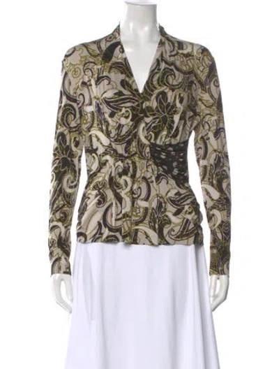 Pre-owned Etro Paisley Print V-neck Blouse In Neutral