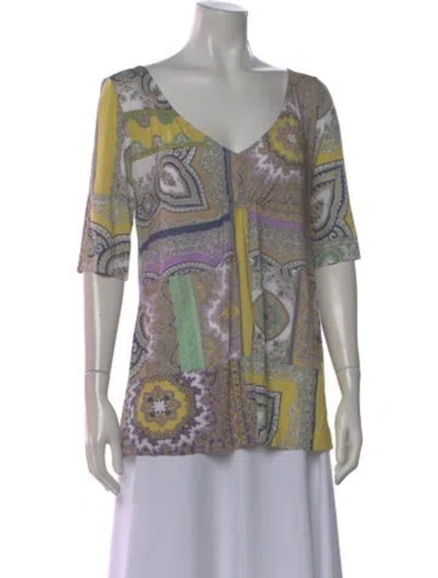 Pre-owned Etro Paisley Print V-neck Blouse In Neutral