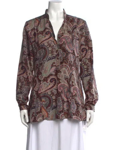 Pre-owned Etro Paisley Print V-neck Blouse In Neutral