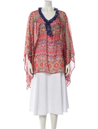 Pre-owned Etro Paisley Print V-neck Blouse In Red