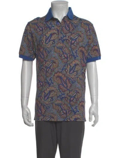 Pre-owned Etro Paisley Print V-neck Polo Shirt In Purple