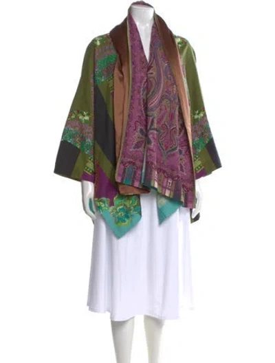 Pre-owned Etro Paisley Print V-neck Sweater In Green