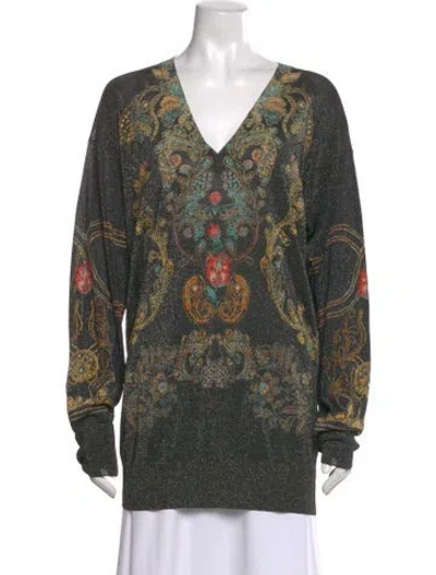 Pre-owned Etro Paisley Print V-neck Sweater In Multi