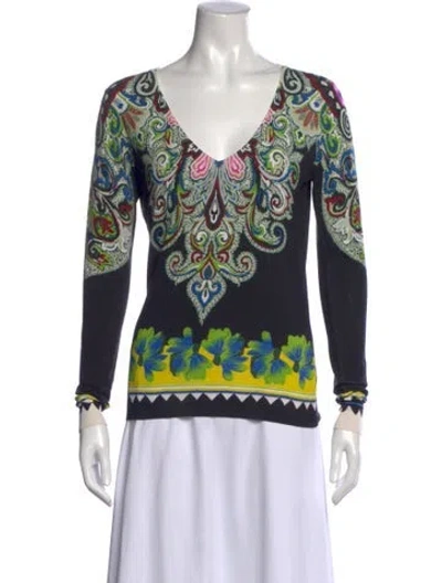 Pre-owned Etro Paisley Print V-neck Sweater In Multi
