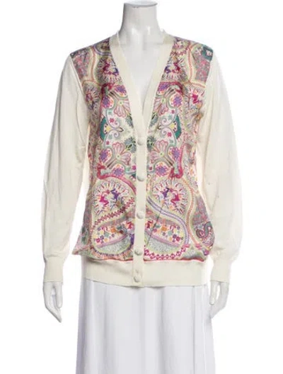 Pre-owned Etro Paisley Print V-neck Sweater In Neutral